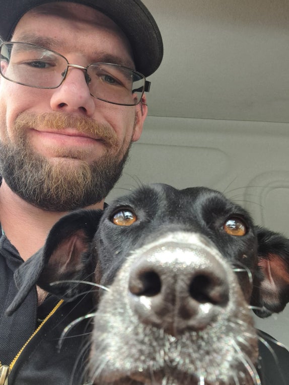 Patient Tobias mit seinem Hund Patient Tobias mit seinem Hund