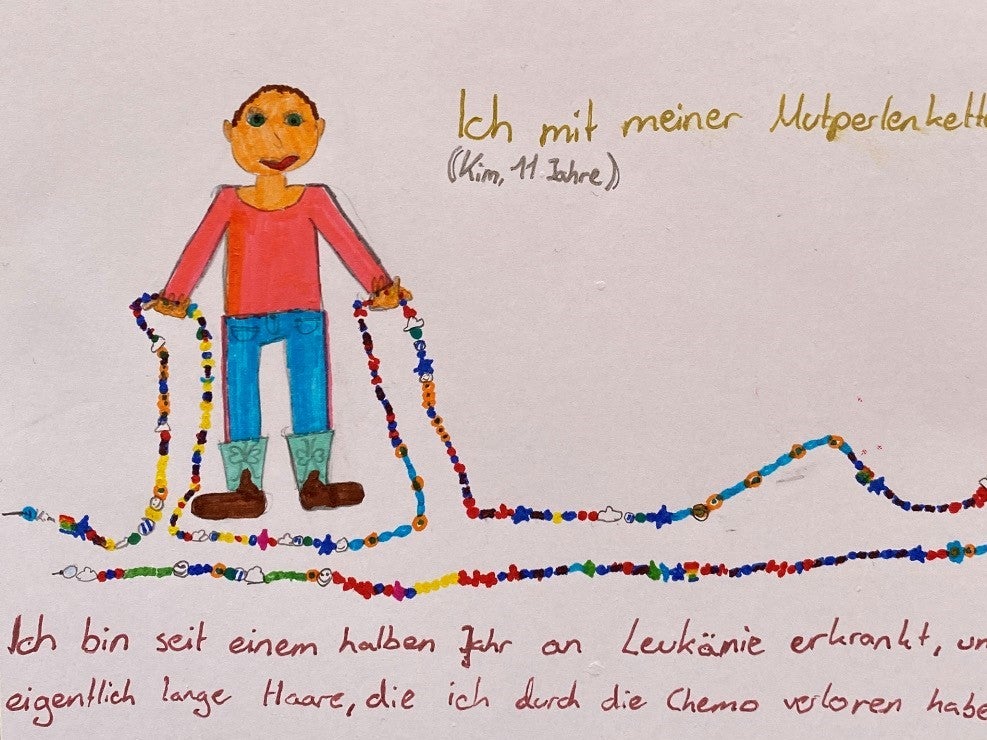 "Mutperlen" - selbst gemaltes Bild einer elfjährigen Blutkrebspatientin "Mutperlen" - selbst gemaltes Bild einer elfjährigen Blutkrebspatientin