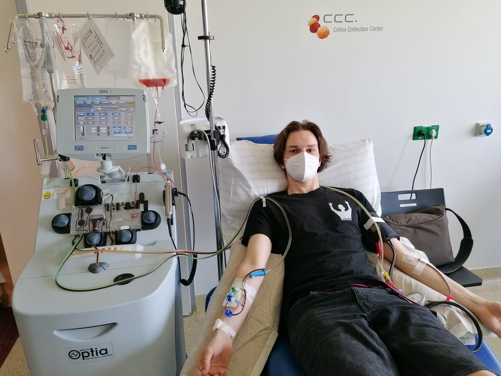 Foto bei der Stammzellspende Foto bei der Stammzellspende