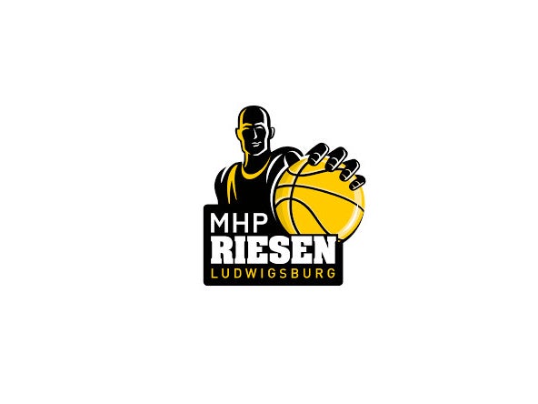 Logo der MHP Riesen Ludwigsburg: Eine Grafik eines Basketballspielers, der einen Basketball hält. Logo der MHP Riesen Ludwigsburg: Eine Grafik eines Basketballspielers, der einen Basketball hält.