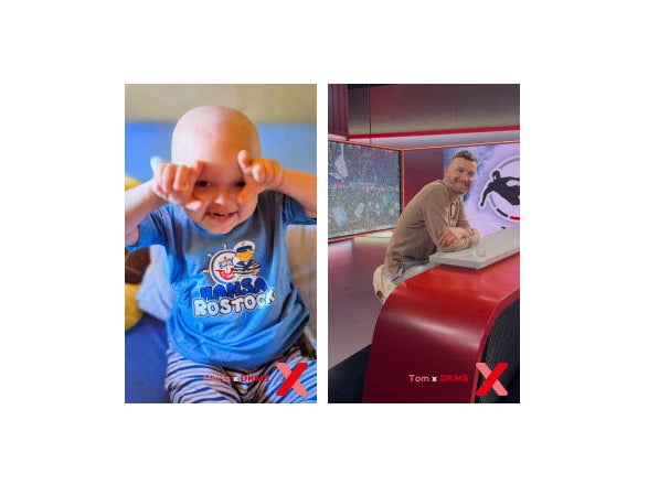 Eine Collage aus einem Baby und einem Mann. Eine Collage aus einem Baby und einem Mann.