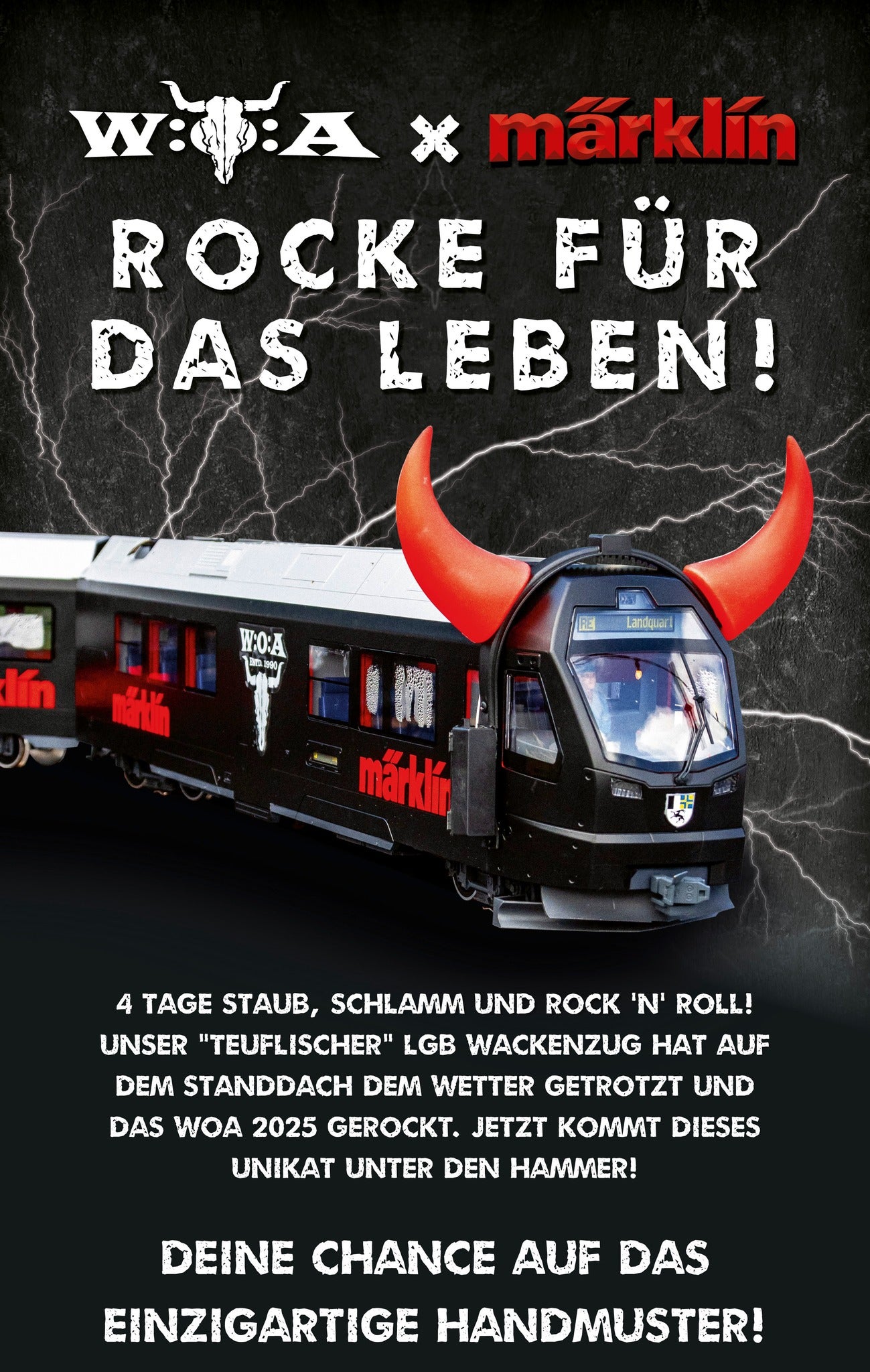 Märklin Wacken Zug in schwarz mit roten Hörnern Märklin Wacken Zug in schwarz mit roten Hörnern