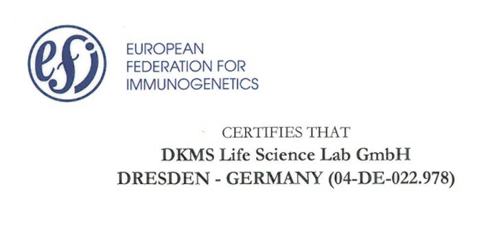 EFI Akkreditierung des DKMS Life Science Labs in Dresden 2016