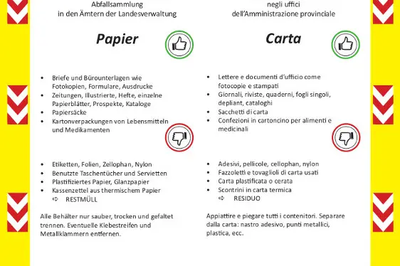 Flyer für PAPIER, Landesämter in der Gemeinde Bozen und Leifers