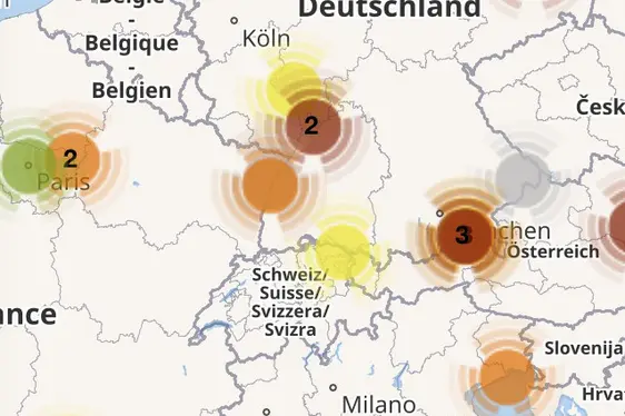 Mappa della carica pollinica (Foto: Agenzia provinciale per l’ambiente e la tutela del clima)