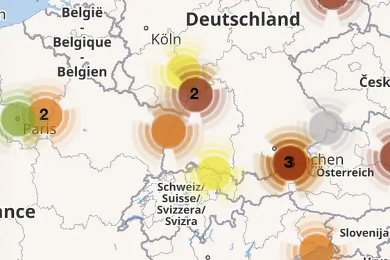 Mappa della carica pollinica (Foto: Agenzia provinciale per l’ambiente e la tutela del clima)