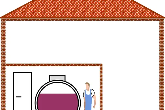Doppelwandige Behälter in eigene Raum (Quelle: Landesagentur für Umwelt und Klimaschutz)