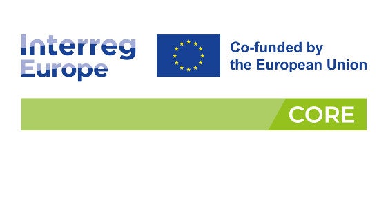 Logo del progetto europeo CORE, finanziato nell’ambito del programma Interreg Europe (Fonte: https://www.interregeurope.eu/core-0)