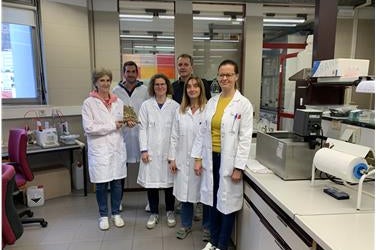 Der Arne-Andersson-Preis 2023 im Labor für Wasseranalyse und Chromatographie: von links Fiorenza Fogale, Helmuth Pertner, Verena Unterholzner, der Direktor Christian Bachmann, Francesca Ambonati und Veronika Canins (Foto: Umweltagentur)