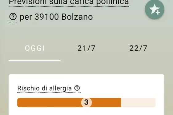 Carica pollinica media giornaliera (Foto: Agenzia provinciale per l’ambiente e la tutela del clima)