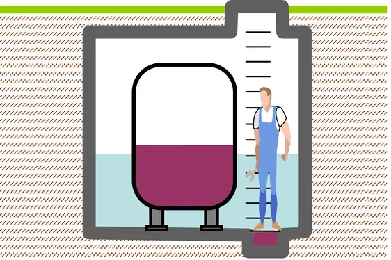 Einwandige Behälter in unterirdische Bauwerk (Quelle: Landesagentur für Umwelt und Klimaschutz)