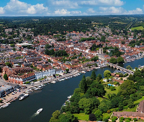 Coastal town aerial view