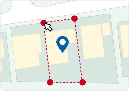 Planning Portal site boundary tool showing an example of the free hand drawing feature