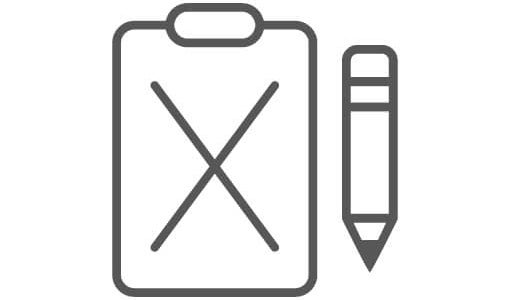 X on clipboard icon