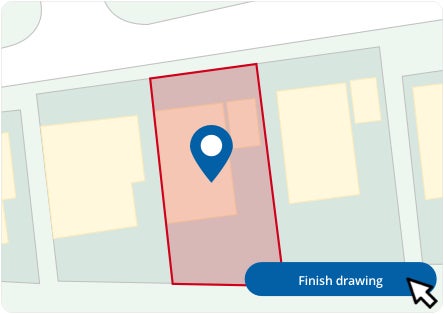 Planning Portal site boundary tool showing an example of the autofill drawing feature