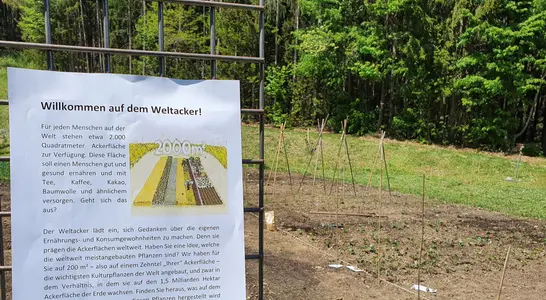 Infotafel zum Weltacker in Salern Infotafel zum Weltacker in Salern