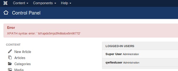 Error-based SQL injection in Joomla!