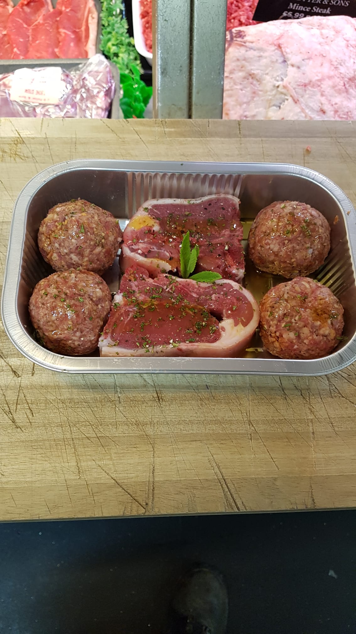 Meatballs ready to be sold from Potter's Butcher's