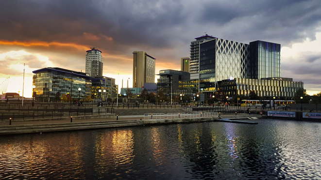 Buildings of media city in Manchester