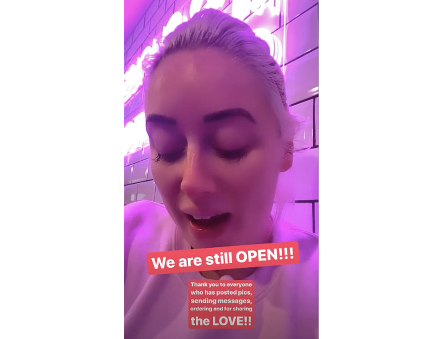 HART Instagram message showing that the restaurant is still open