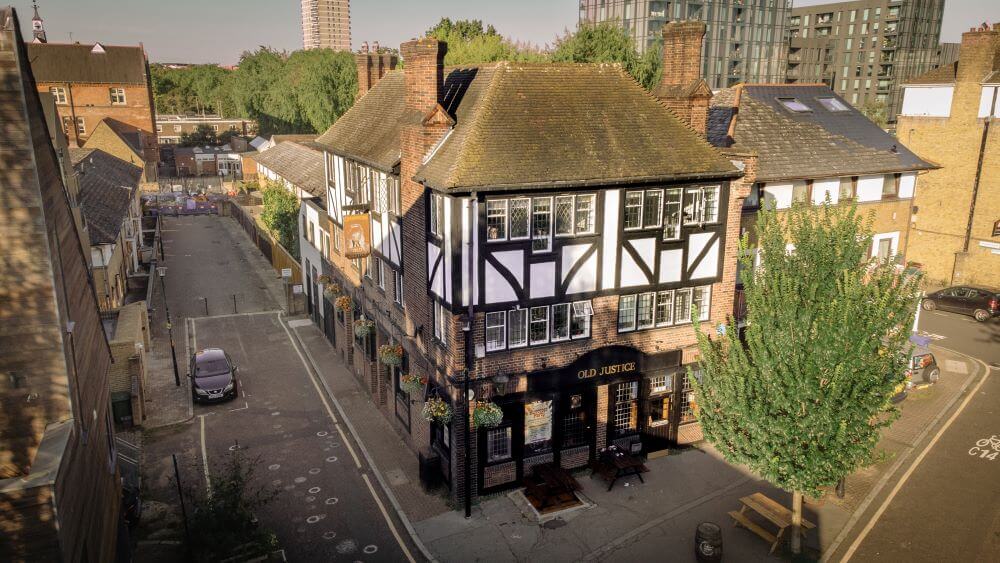 The outside view of The Old Justice Pub