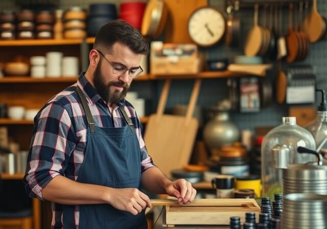 Male carpenter working in his workshop