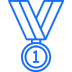 A blue and white medal