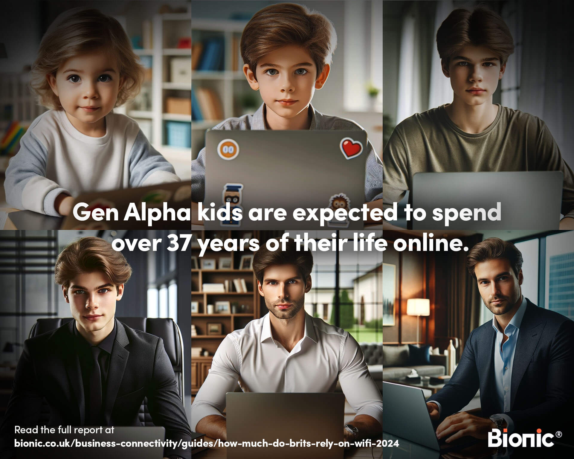 Infographics with text - Gen Alpha kids are expected to spend over 37 years of their life online