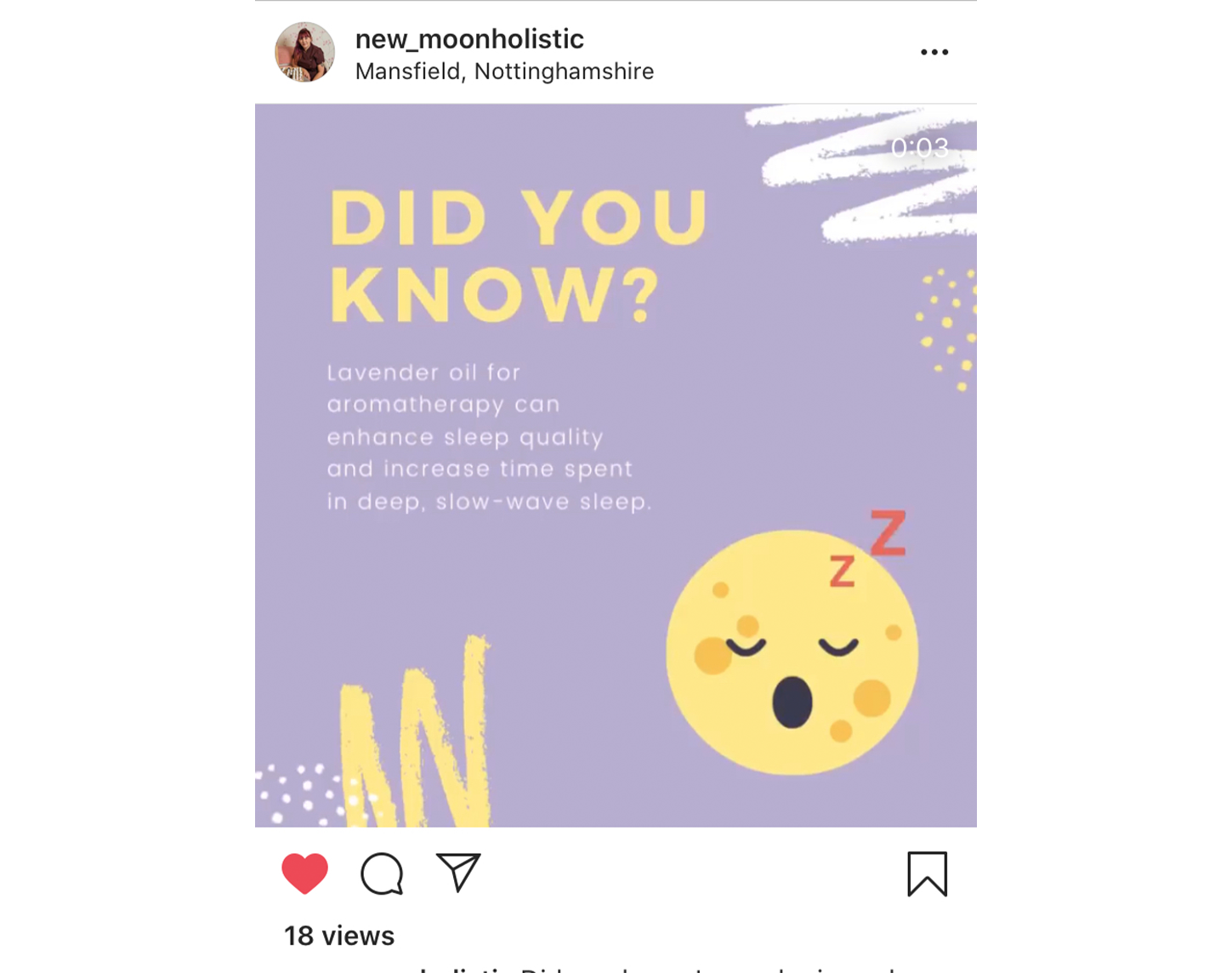 Example of New Moon Holistic Instagram post