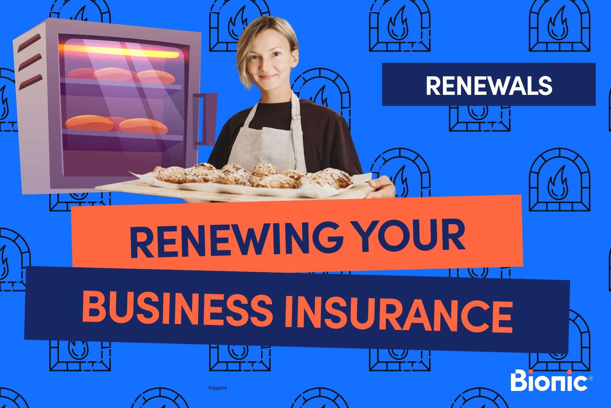 Bionic branded graphic with text 'renewing your business insurance'