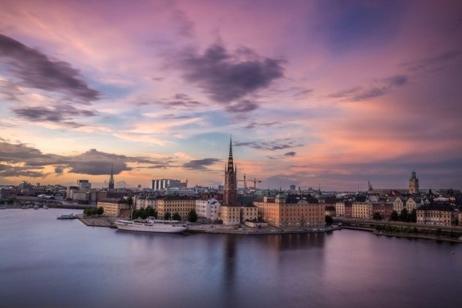 A view of Stockholm at dusk