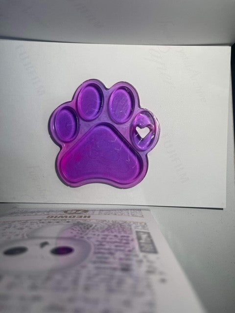 Another of Debbie's keychain creations; a purple paw print