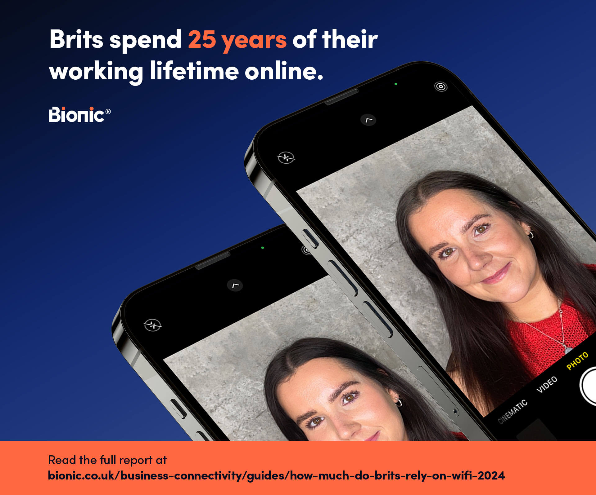 Infographic with text - Brits spend 25 years of their working lifetime online