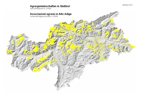 Rappresentazione grafica delle superfici delle associazioni agrarie in Alto Adige