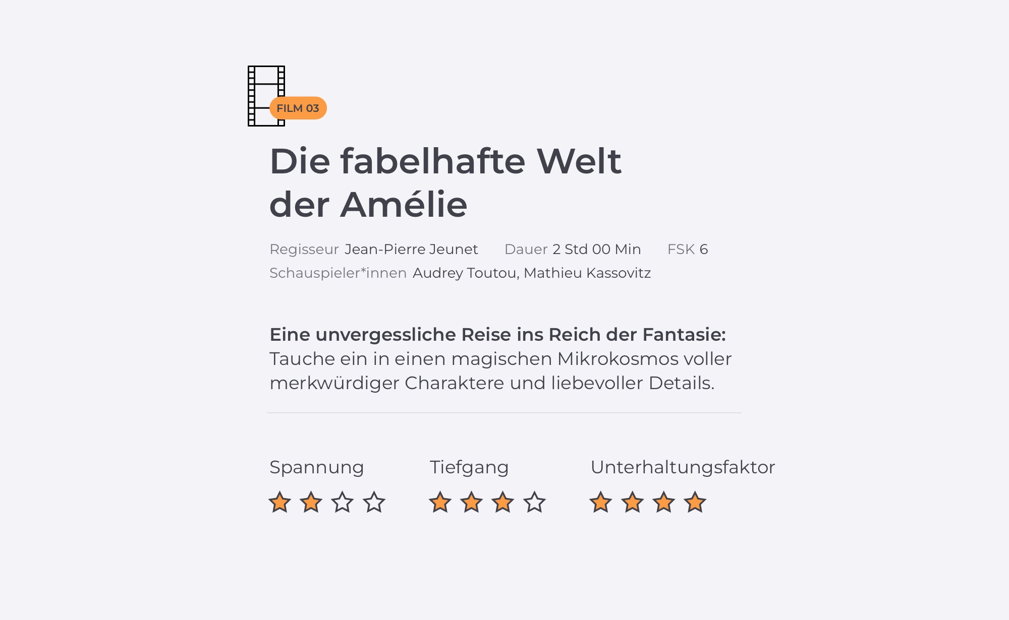 Infografik zu Die fabelhafte Welt der Amélie.