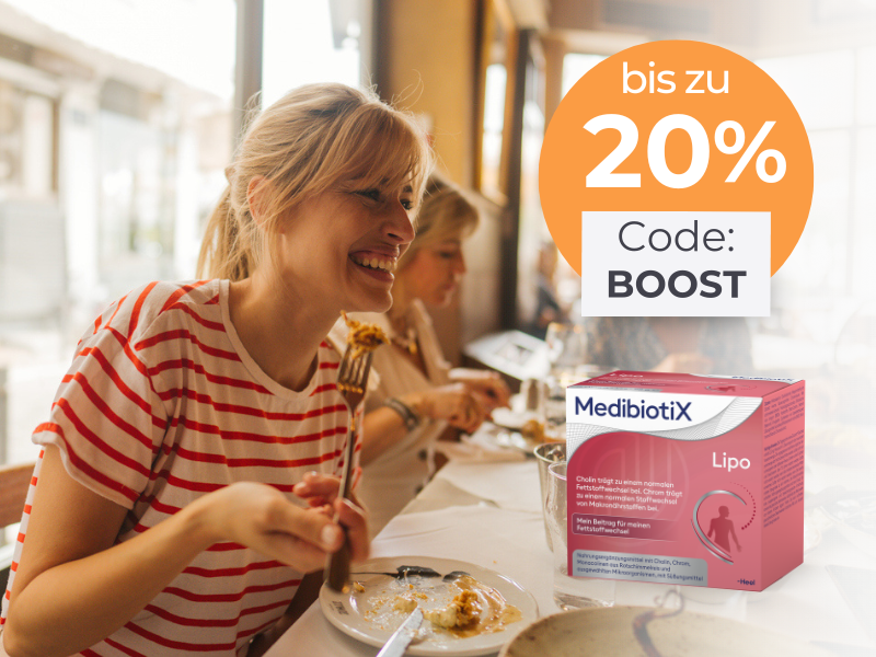 Bis zu 20 % Rabatt auf MedibiotiX Lipo mit dem Code: BOOST