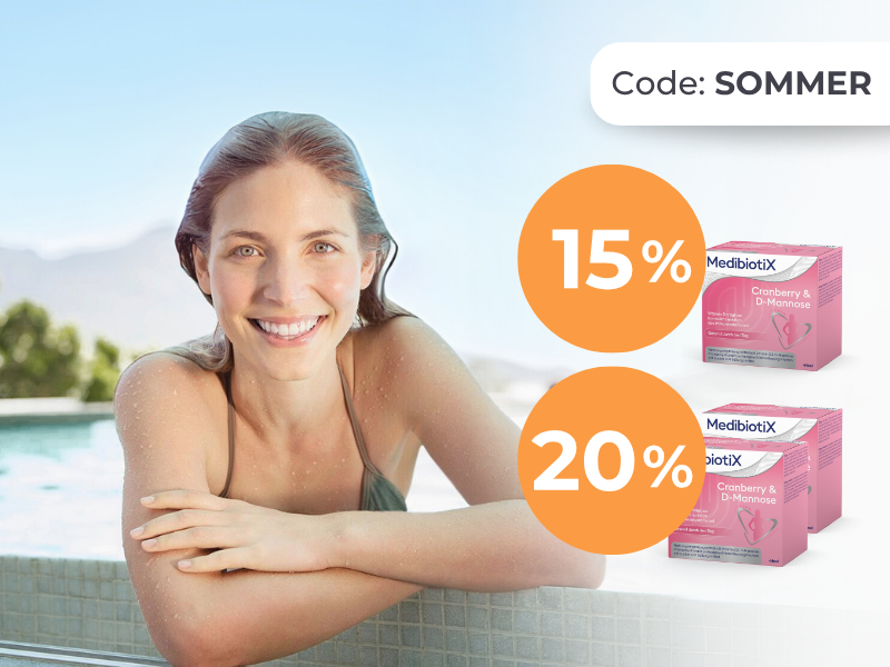 Bis zu 20 % Rabatt auf MedibiotiX Cranberry & D-Mannose mit dem Code: SOMMER
