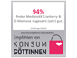 Gütesiegel der Konsumgöttinnen: 94% der Testerinnen finden Medibiotix Cranberry & D-Mannose sehr gut.