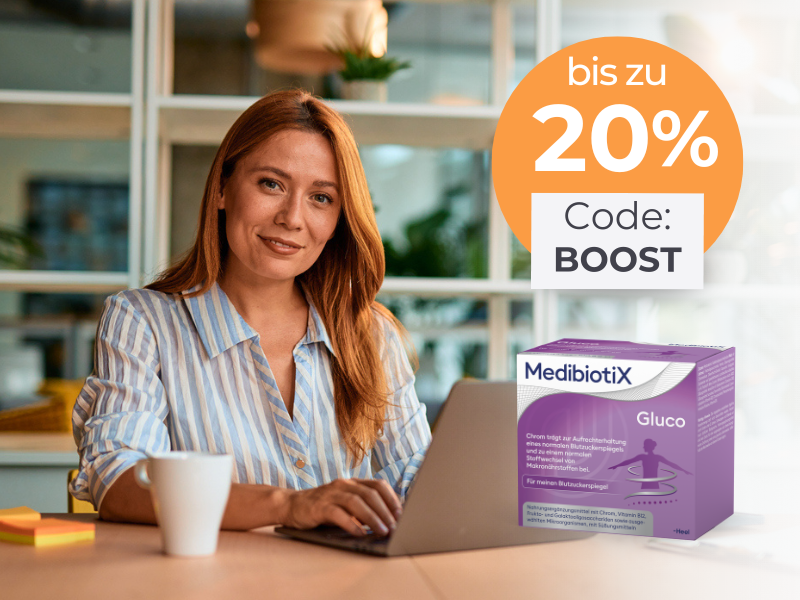 Bis zu 20 % Rabatt auf MedibiotiX Gluco mit dem Code: BOOST