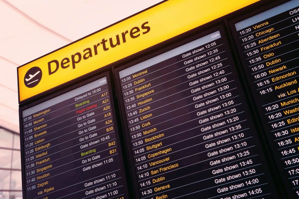 Departures board at an airport