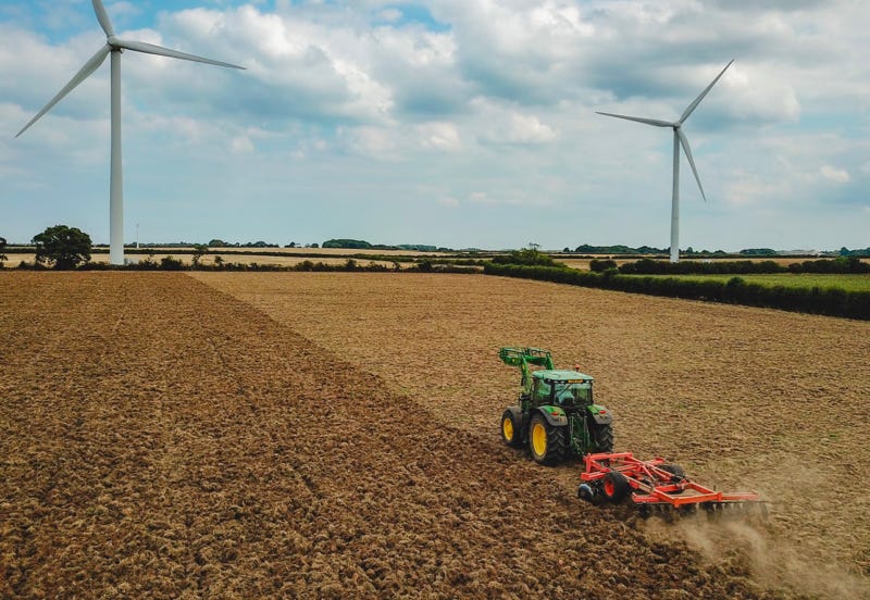 Tractor ploughing a field