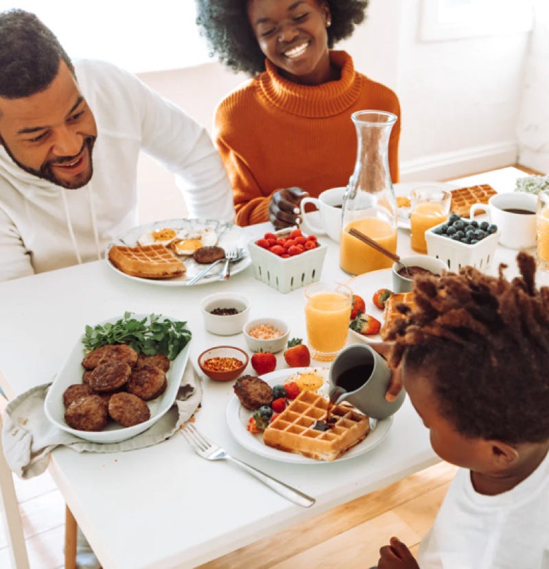 Family enjoying breakfast