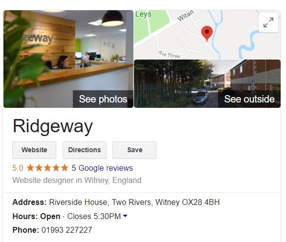 Ridgeway on Google 