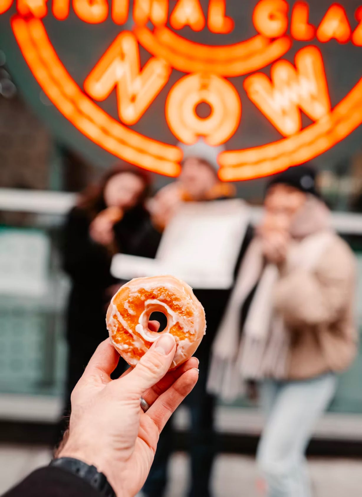 Doughnut outside a shop