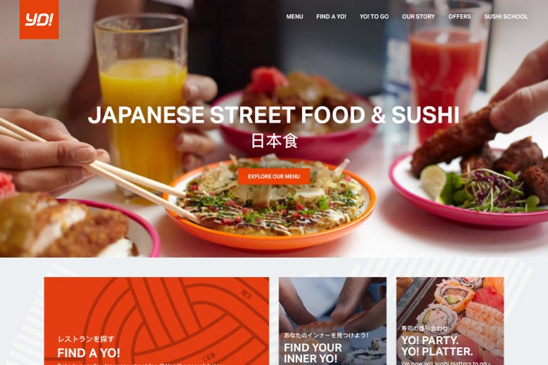 YO! Sushi homepage