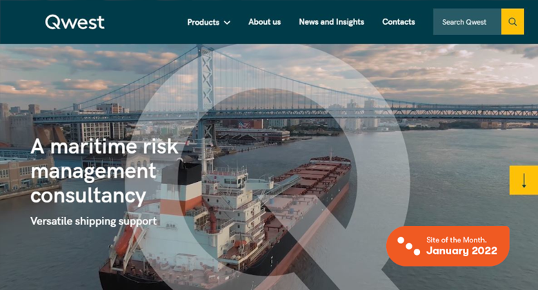 Qwest Maritime website nominated for Kentico Site of the Month 2022