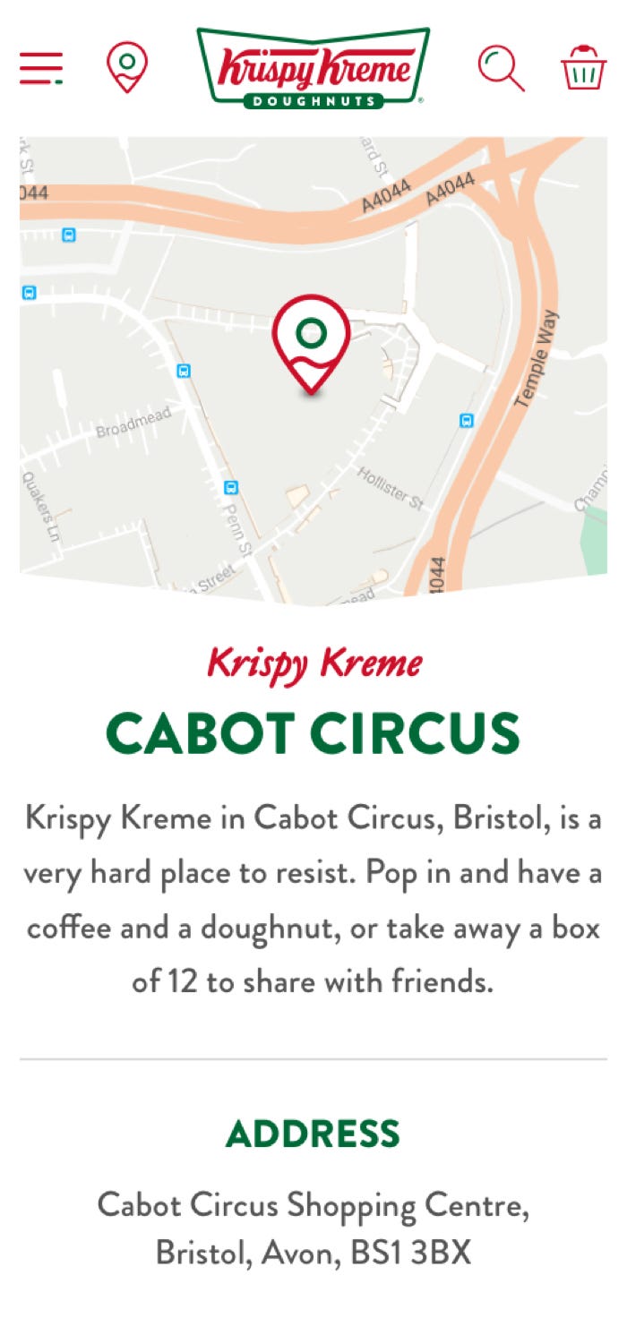 Krispy Kreme location page design
