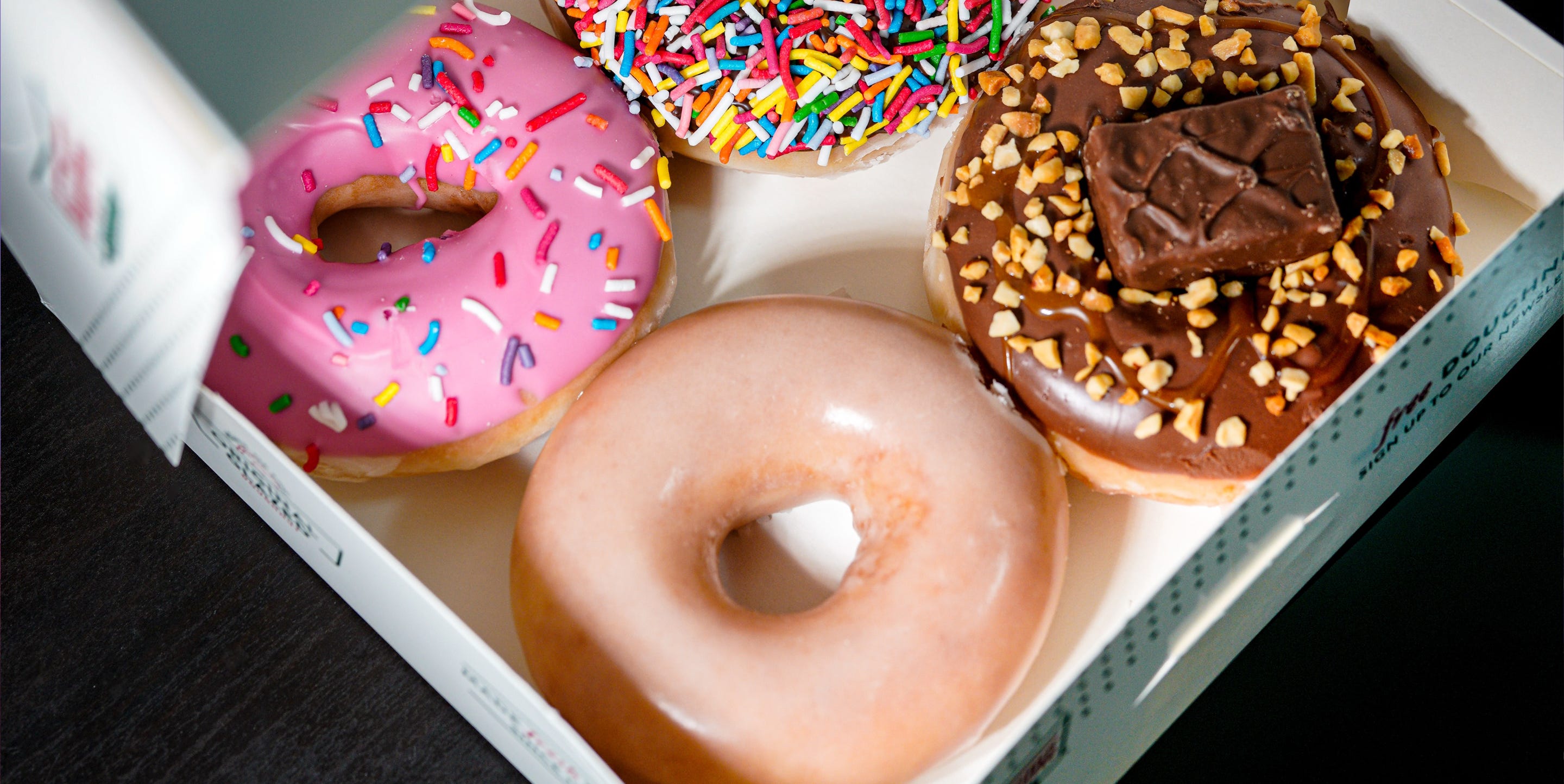 Box of Krispy Kreme doughnuts