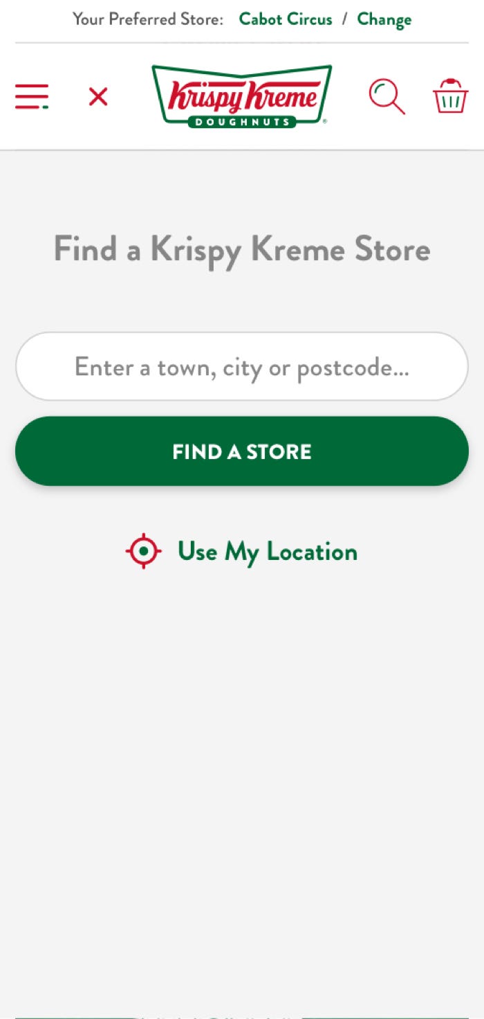 Find a Store mobile design for Krispy Kreme