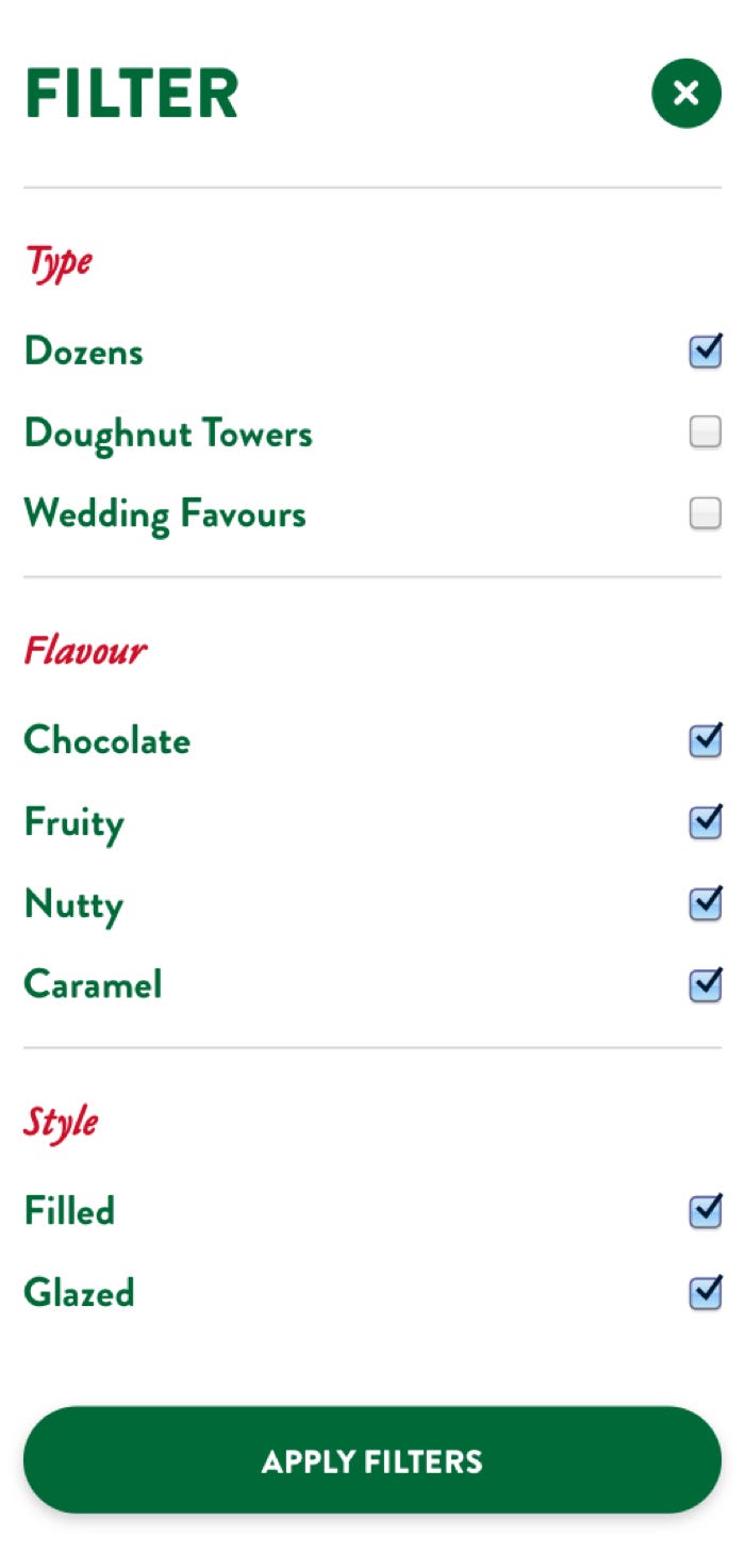 Krispy Kreme mobile menu design